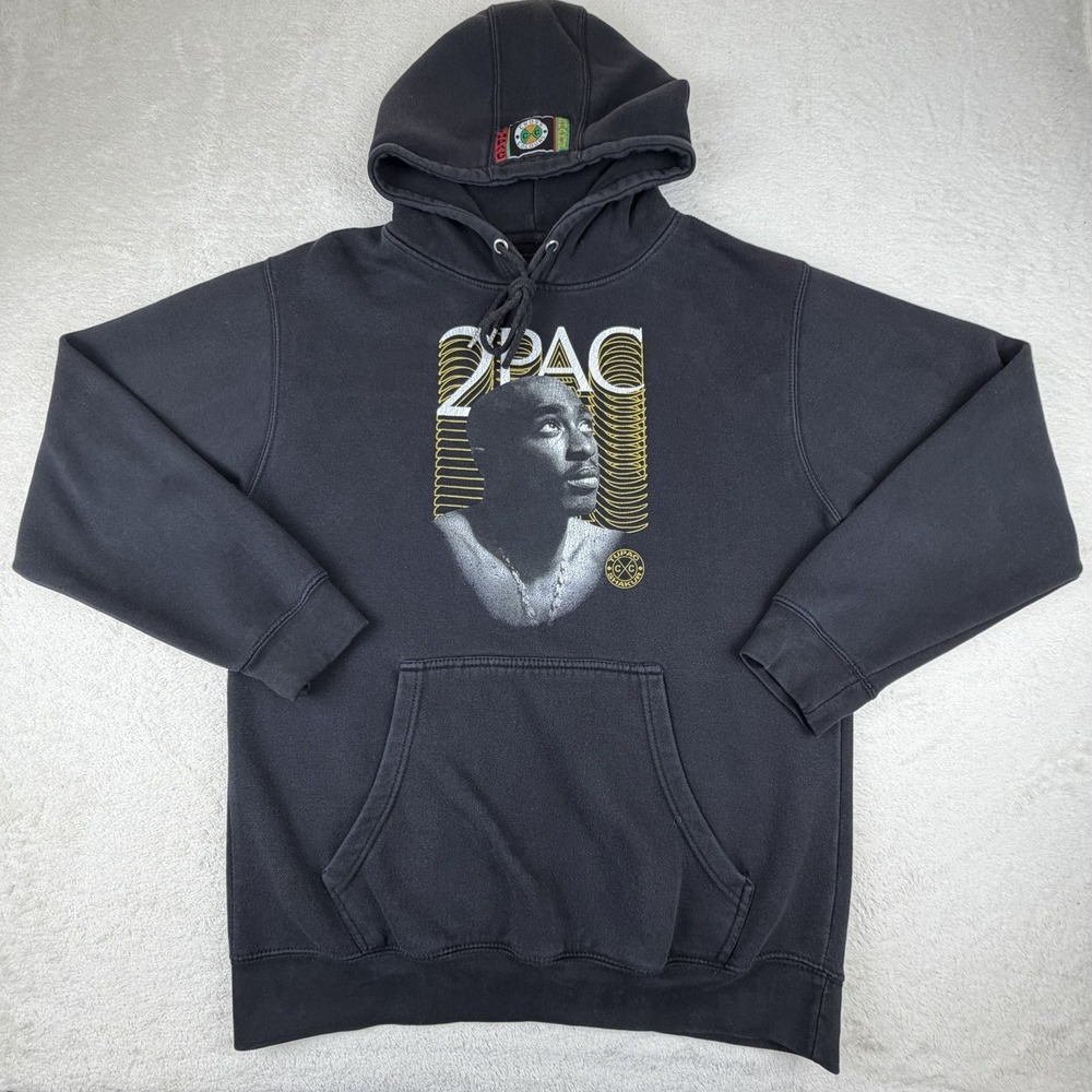 Vintage Cross Colours Tupac Shakur Black Graphic‎ Hoodie, Size Large